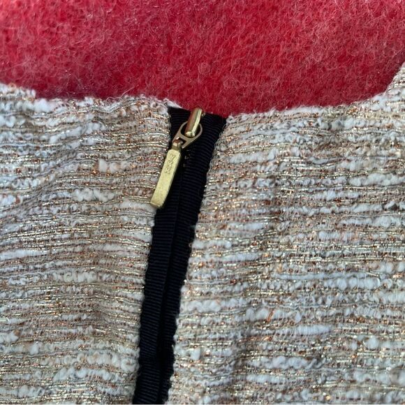 Zara Cream‎ Gold Metallic Thread Fit & Flair Sleeveless Dress - Picture 4 of 8